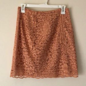 Coral lace mini skirt
